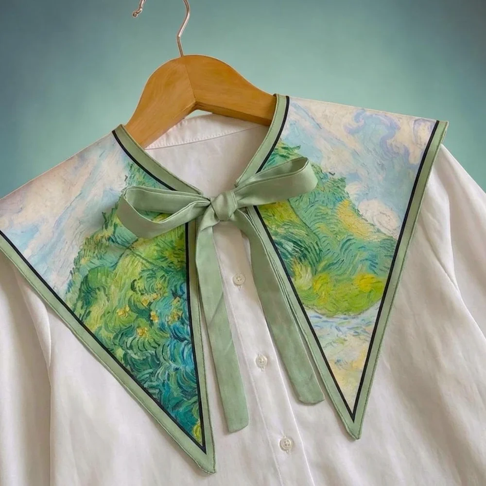 Art Print Collar Neck Scarf Van Gogh Green Wheat Fields Auvers Sailor Bib
